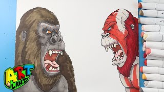 How to Draw Kong vs Skar King Face Off  Godzilla x Kong [upl. by Kacy]