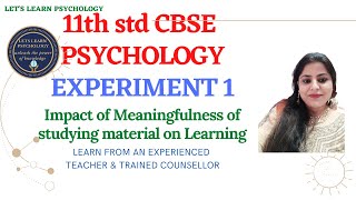 CBSE PSYCHOLOGY PRACTICALS XI EXPERIMENT 1 [upl. by Krystin]