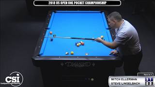 2018 US Open One Pocket Championship Mitch Ellerman vs Steve Lingelbach Part 1 of 2 [upl. by Sybyl]