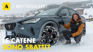 Montare le CATENE da NEVE è davvero SBATTI Con gomme ESTIVE e una CUPRA Formentor nella BUFERA [upl. by Terrye]