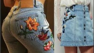 Moda en pantalones con floresfashion in jeans with flowers [upl. by Naihtsirc]