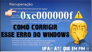 COMO CORRIGIR O ERRO 0xc000000f [upl. by Cavuoto]