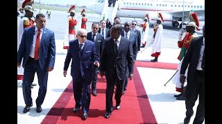 Arrivée de SEM Béji Caïd Essebsi Président de la Tunisie pour prendre part au 5e Sommet UAUE [upl. by Sonja]