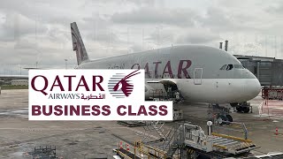 QATAR AIRWAYS BUSINESS CLASS Paris to Doha Airbus A380 QR40 [upl. by Patrich]