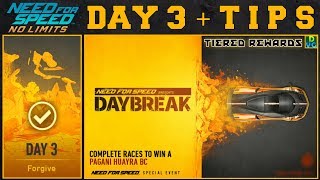 NFS No Limits  Daybreak  Pagani Huayra BC  Day 3  TIPS [upl. by Funda143]