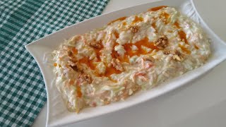 Yoğurtlu Şehriyeli Kabak Salatası 😋 Salata Tarifleri 💯 Pratik Salata Tarifi [upl. by Ancel465]