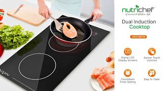 NutriChef Dual Induction Burner  TwoBurner Electric Cooktop  Portable Induction Cooktop cooking [upl. by Ahsatsan]