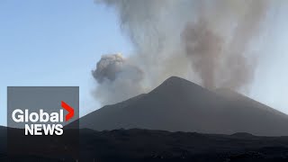 Spectacular Mount Etna eruption amazes tourists as activity intensifies [upl. by Barna]