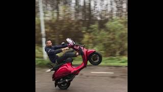 Vespa Sprint 185cc Full Malossi Wheelie Stunts [upl. by Lateh]