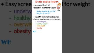 Body mass index BMI BMI formula Underweight Overweight Obesity Youtube Shorts Medical Shorts [upl. by Holton686]