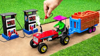 diy tractor mini petrol pump science project  Best tractor video sunfarming7533 [upl. by Assertal]