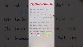 Deklination der Adjektive Akkusativ deutsch deutschlernen adjective german learngerman shorts [upl. by Ezeerb]