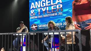 Tyler amp Angela Tangela bb20 QampA in Calgary Canada Oct 20 2019 [upl. by Nosahc]