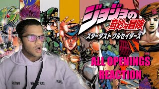 JOJO OPENINGS ARE SOOO GOOD Jojo s Bizarre Adventure Openings Reaction [upl. by Goulder]