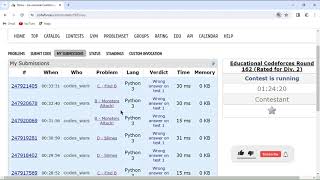 LIVE CODEFORCES CONTEST ALL SOLUTION Educational Codeforces Round 162 Rated for Div 2 [upl. by Derfliw]