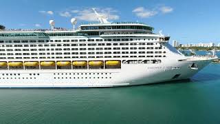 Royal Caribbean Explorer and Oasis of the Seas Horn Battle in Miami Florida [upl. by Arateehc]