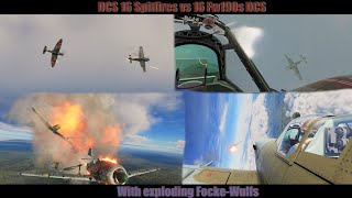 DCS 16 Spitfires vs 16 Fw190s DCS With exploding FockeWulfs [upl. by Naujik]