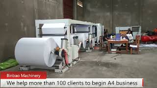 Full Automatic A4 copy paper reams cutting and packing machine A4 paper production line for beginner [upl. by Neetsirk]