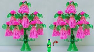 Plastic bottle Vase Craft DIY Easy Tree from Waste bottleSprite ki bottle se banaye Guldasta [upl. by Vitalis]