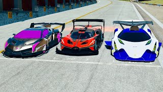 Bugatti Bolide GTR Concept vs Devel Sixteen GTR vs Lamborghini Veneno GTR Concept  24 KM Drag Race [upl. by Greyson]