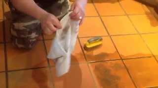 Stripping Saltillo tiles by hand no machine [upl. by Ilana421]