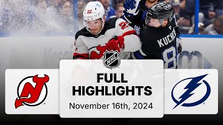 NHL Highlights  Devils vs Lightning  November 16 2024 [upl. by Nylanna]