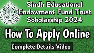 Sindh Endowment Fund Scholarship 2024  How To Apply Online SEEF Scholarship 2024  SEEF Scholarship [upl. by Ebarta295]