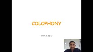 Colophony [upl. by Tongue]