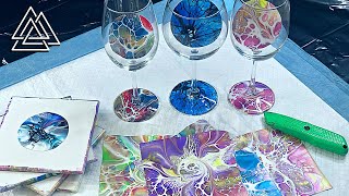 SO Gorgeous 🤩 How to make Unique Wine Glasses 🍷 DIY Abstract Fluid Art w Bloom Style Technique [upl. by Childs]