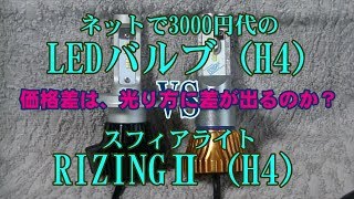 ネットで3000円代のLEDバルブ VS スフィアライト RIZINGⅡ 徹底比較！ [upl. by Grunenwald]