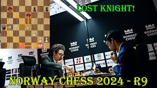 LOST KNIGHT Fabiano Caruana vs Praggnanandhaa  Norway Chess 2024  R9  Armageddon [upl. by Ahsaeyt]