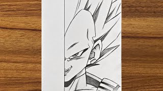 How to draw Vegeta ultra ego half face step by step  Best anime character drawing  Anime drawing [upl. by Perla318]