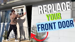 DIY Front Door Replacement How to Replace a Front Door StepbyStep [upl. by Clemen]