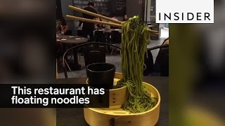 This restaurant defies gravity with its flying noodles [upl. by Puiia]