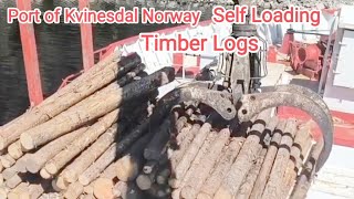 Kvinesdal Norway Self Loading Timber Logs Full Cargo [upl. by Annailuj524]