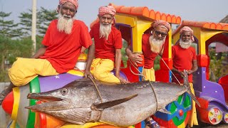 147 Pounds Giant Sword Fish Cutting amp Cooking by Grandpa  Big Fish Kosha Curry Recipe [upl. by Zinnes]