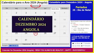 Calendário Dezembro 2024 Angola Calendário Angola Dezembro 2024December 2024 Calendar Angola [upl. by Lashoh]