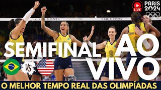 OLIMPÍADAS PARIS 2024 AO VIVO  VÔLEI FEMININO  BRASIL X ESTADOS UNIDOS  TEMPO REAL [upl. by Adniuqal]