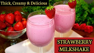 Strawberry Milkshake  Strawberry Shake Without Ice Cream  Strawberry Smoothie  Milkshake Recipe [upl. by Hegarty759]