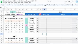 2024 Social Media Planner Calendar in Google Sheets FREE Template [upl. by Dell]