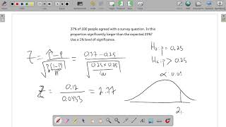 One Sample Proportion Hypothesis Test  Example [upl. by Merideth543]