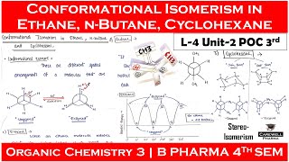 Conformational Isomerism in Ethane nButane and Cyclohexane  Geometrical Isomerism  L4 U2 POC 3 [upl. by Haughay553]