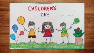 Childrens day drawing easy How to draw Childrens day poster drawing step by step [upl. by Hplodur]