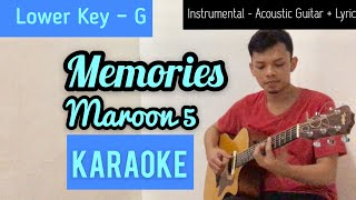 Memories  Maroon 5 LOWER KEY KARAOKE  Instrumental  Acoustic Guitar  Lyric [upl. by Carmena]