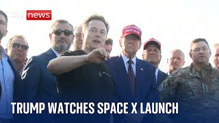 Trump and Musk watch SpaceX launch live in Texas [upl. by Nats833]