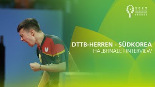 Interview DTTBHerren  Südkorea I Halbfinale TeamWM 2022 in Chengdu [upl. by Aikyn]