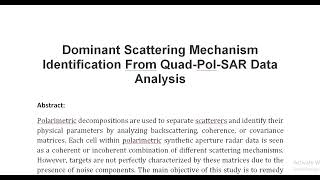 Dominant Scattering Mechanism Identification From Quad Pol SAR Data Analysis [upl. by Treborsemaj743]