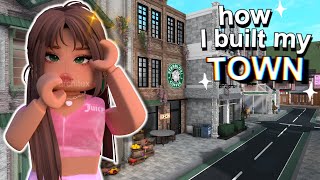 HOW I BUILT MY BLOXBURG TOWN LAYOUT TEXTURES COLOURS amp TUTORIAL [upl. by Rainah]