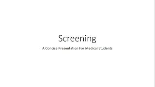 Screening for diseases  PSM for Medical Students [upl. by Gide]