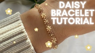 Easy Beaded Daisy Bracelet Tutorial DIY Jewelry [upl. by Meeker]